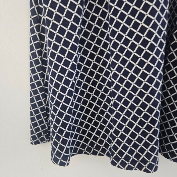 New York & Company Navy & White Geometric Print Small A-Line Dress - Picture 4 of 10